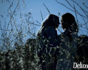 Beautiful lesbian chicks licking and fingering in the forest